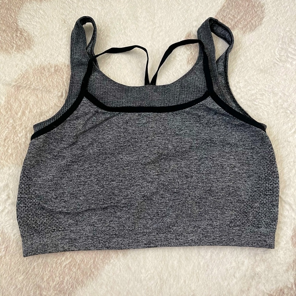 Fabletics Heather Gray Strappy Two Layer Sports B… - image 1